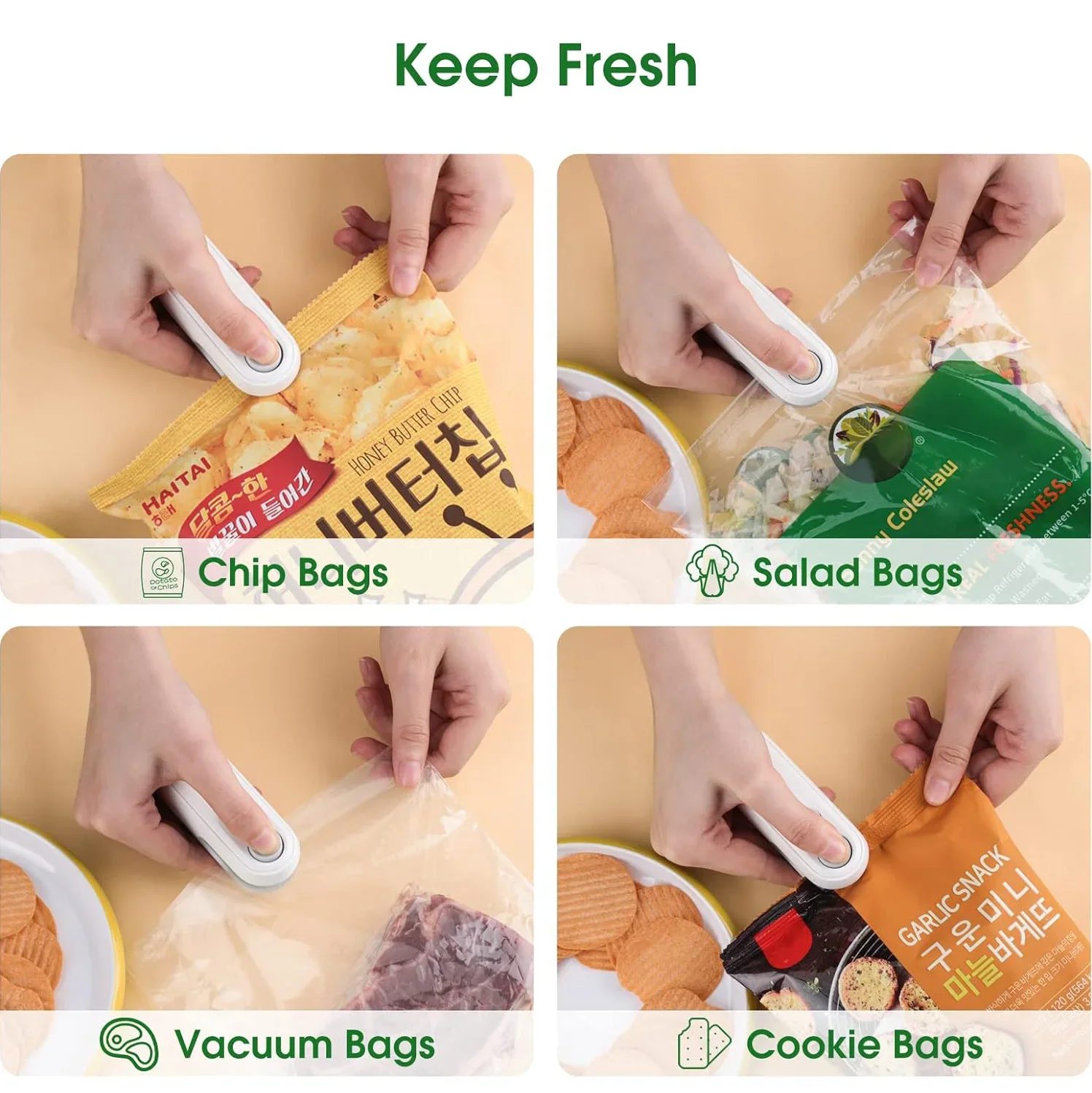 Mini Sealer Portable Mini Sealer 2 in 1 Heat Sealer For Snacks Home use rechargeable sealer Vacuum Sealer Snacks plastic bag - Image 3